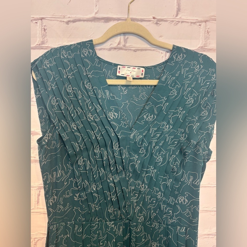 Dear Drew by Drew Barrymore Impressionist Pleater V-Neck Midi Dress – Size 4 - Picture 5 of 7